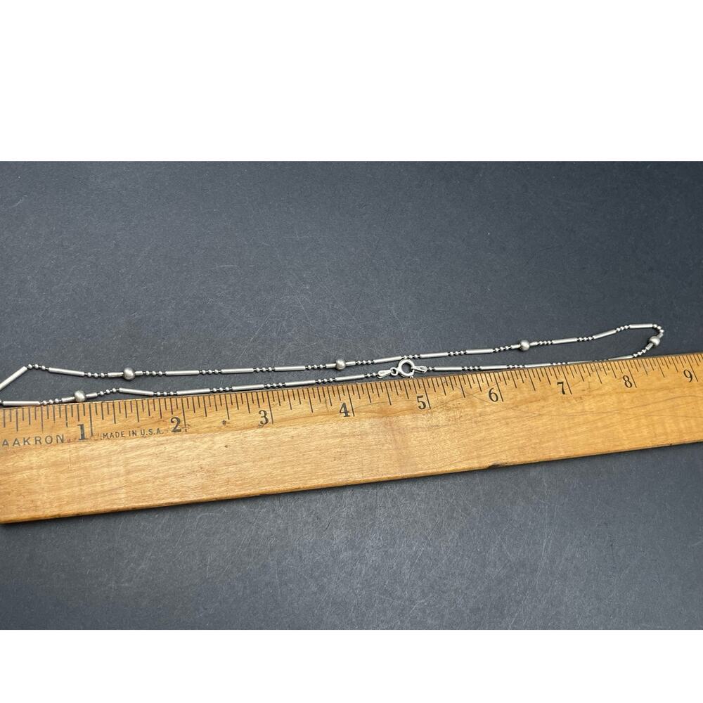 FAS 925 Italy Dot Dash Chain Sterling Silver 17" Necklace Spring Ring Clasp - Picture 6 of 8